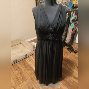 JS Boutique Black Beaded V-Neck Midi Dress
